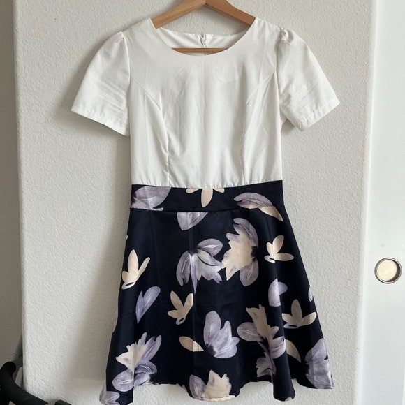 Floral Mock Two-Piece Dress - Picture 2 of 5